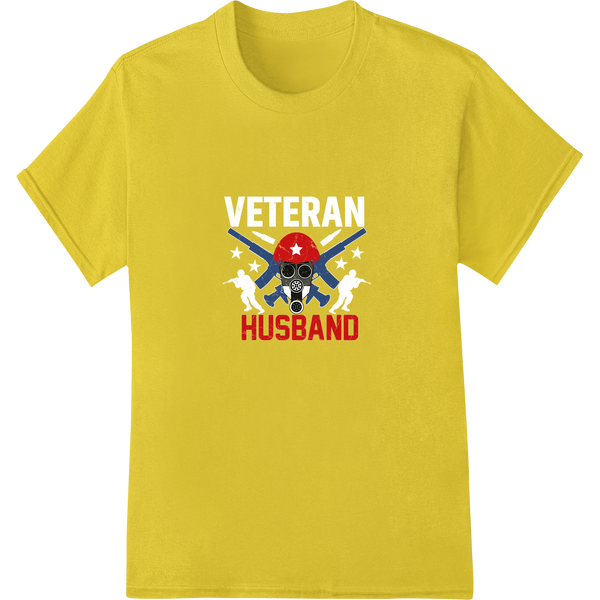 Bold Patriotic Veteran Husband Skull DTF Print Transfer on yellow shirt - SUPERDTF-DTF Prints-DTF Transfers-Custom DTF Prints