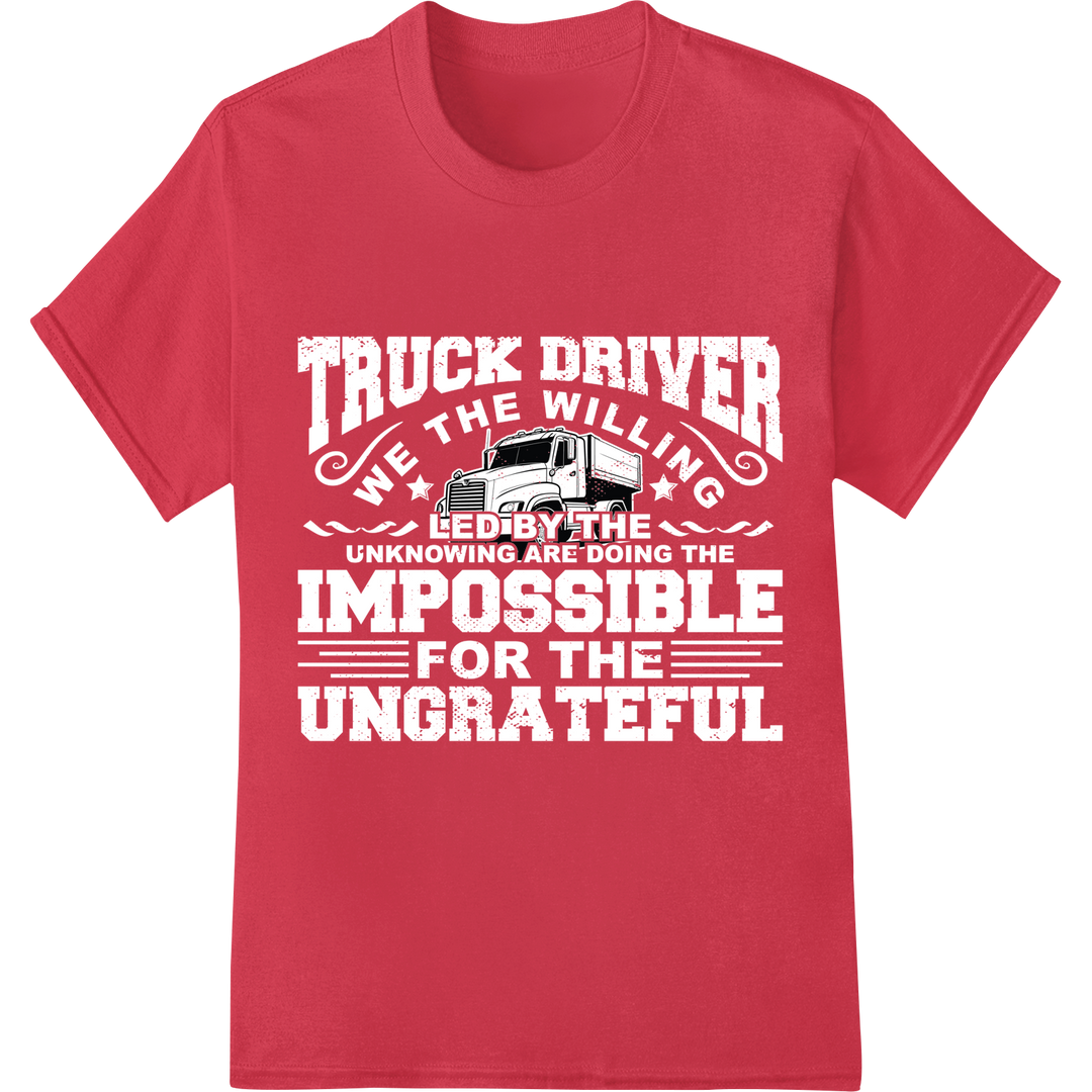 Bold Semi Truck DTF Heat Transfer Print - Trucker Style on red shirt - SUPERDTF-DTF Prints-DTF Transfers-Custom DTF Prints