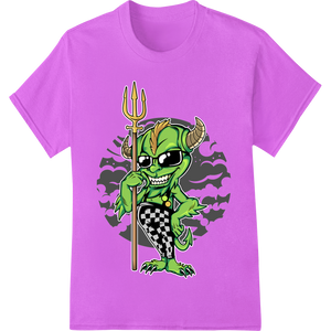 Durable digital printing applied to Grinning Alien Monster with Trident - Wicked Halloween Print