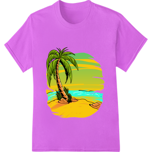 Tropical Oasis: Palm Trees Sunset Beach DTF Print Transfer - High-quality apparel decoration