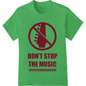 Expert DTF heat transfers craftsmanship on Don't Stop The Music - Bold Red Guitar DTF Heat Transfer