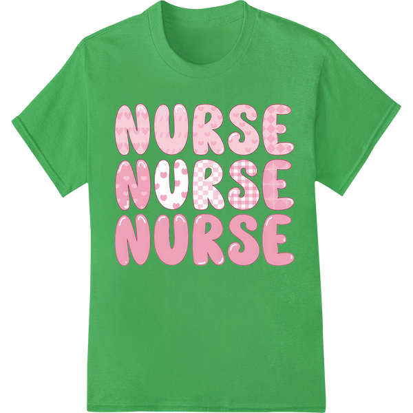 Bold NURSE Typography Pattern - Super DTF Print Transfer on green shirt - SUPERDTF-DTF Prints-DTF Transfers-Custom DTF Prints