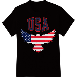 Bold USA Eagle Flag Patriotic Heat Transfer Print featuring professional bulk t-shirt printing