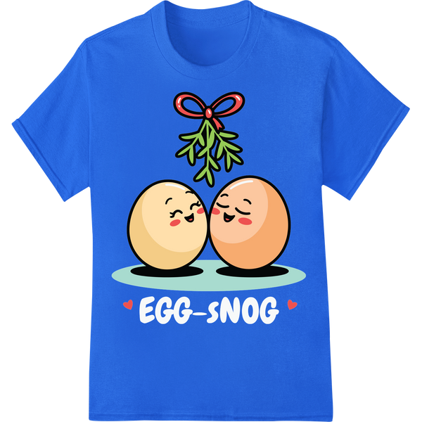 Adorable Christmas Eggs Under Mistletoe DTF Heat Transfer on blue shirt - SUPERDTF-DTF Prints-DTF Transfers-Custom DTF Prints