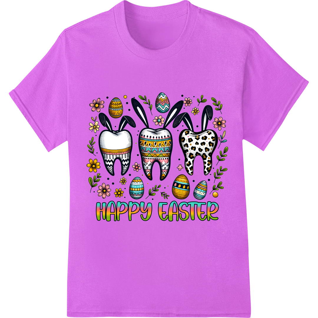 Hoppy Easter Bunny Eggs DTF Print Heat Transfer Design on purple shirt - SUPERDTF-DTF Prints-DTF Transfers-Custom DTF Prints