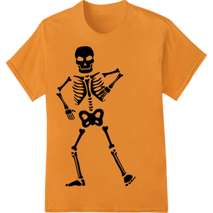 Expert DTF transfers craftsmanship on Playful Skeleton Halloween Heat Transfer by Super DTF