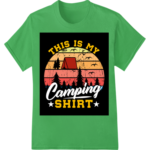 Vintage Camping Adventure DTF Print Heat Transfer on green shirt - SUPERDTF-DTF Prints-DTF Transfers-Custom DTF Prints