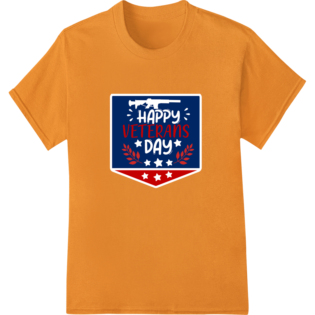 Honor Heroes: Bold Veterans Day DTF Print Heat Transfer on orange shirt - SUPERDTF-DTF Prints-DTF Transfers-Custom DTF Prints