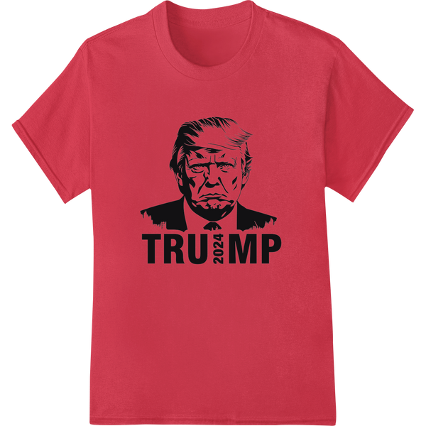 Premium quality custom apparel on Bold Trump 2024 Campaign Portrait Heat Transfer Print