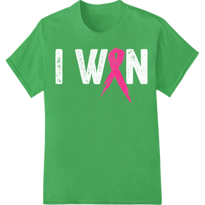 Bold Pink Ribbon Breast Cancer Awareness Heat Transfer on green shirt - SUPERDTF-DTF Prints-DTF Transfers-Custom DTF Prints