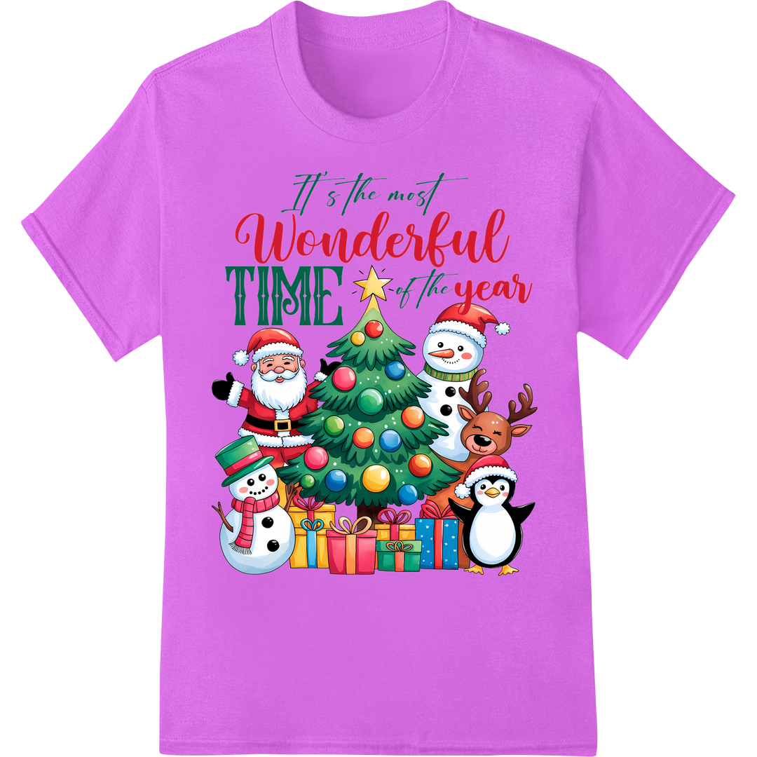 Retro Groovy Christmas Cheer DTF Print Heat Transfer on purple shirt - SUPERDTF-DTF Prints-DTF Transfers-Custom DTF Prints