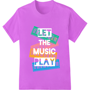 Durable heat transfer applied to Vibrant Music Typography DTF Print Heat Transfer