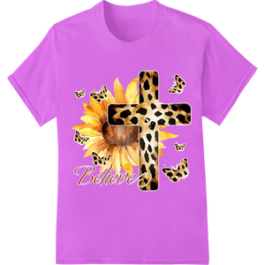 Personalized custom print solutions design for Exotic Sunflower Leopard Print Cross | Bold DTF Transfer