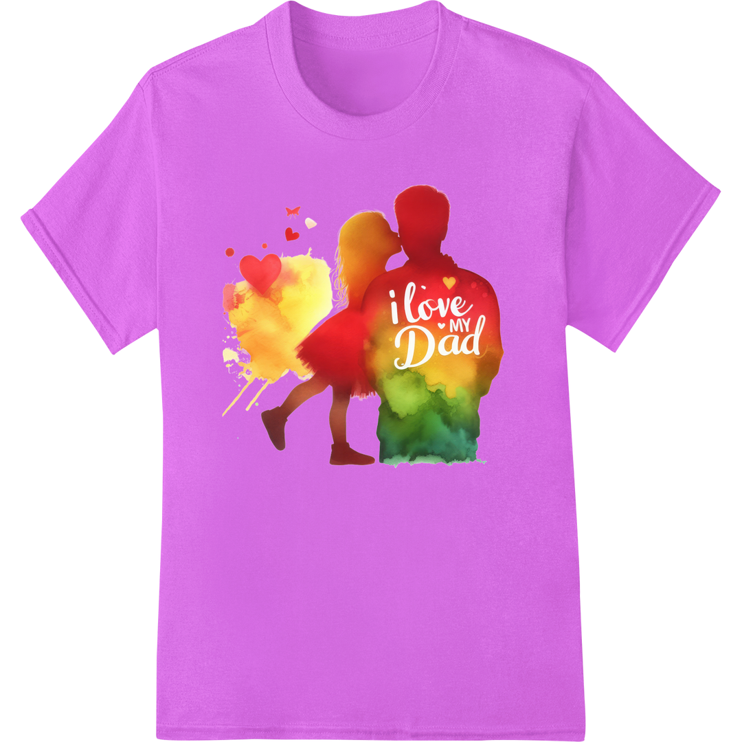 Heartfelt Father's Day DTF Print: Colorful Dad & Child Bond on purple shirt - SUPERDTF-DTF Prints-DTF Transfers-Custom DTF Prints