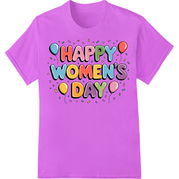 Celebrate Women's Strength with this Vibrant Women's Day DTF on purple shirt - SUPERDTF-DTF Prints-DTF Transfers-Custom DTF Prints