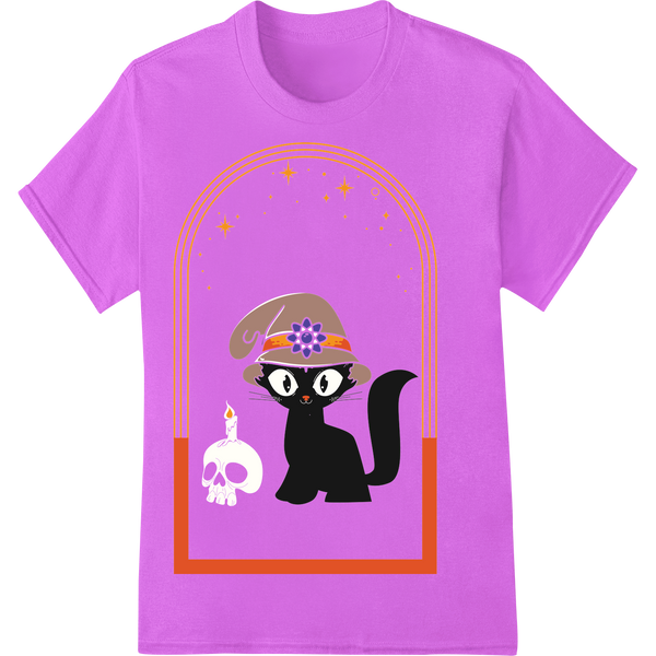 Adorable Halloween Cat DTF Print Heat Transfer | Festive Fun on purple shirt - SUPERDTF-DTF Prints-DTF Transfers-Custom DTF Prints