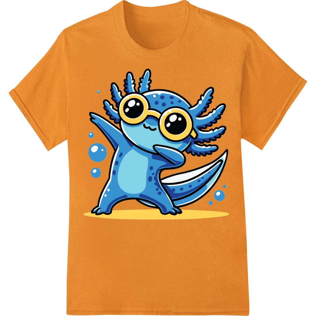 Adorable Axolotl: Vibrant Aquatic Charm DTF Print Transfer on orange shirt - SUPERDTF-DTF Prints-DTF Transfers-Custom DTF Prints