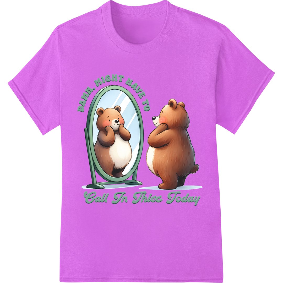 Adorable Bear Cub's Sarcastic Sick Day | Funny Animal DTF Print on purple shirt - SUPERDTF-DTF Prints-DTF Transfers-Custom DTF Prints