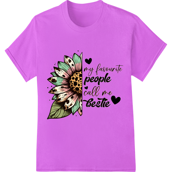 Adorable 'My Favorite People Call Me Bestie' Sunflower Print on purple shirt - SUPERDTF-DTF Prints-DTF Transfers-Custom DTF Prints