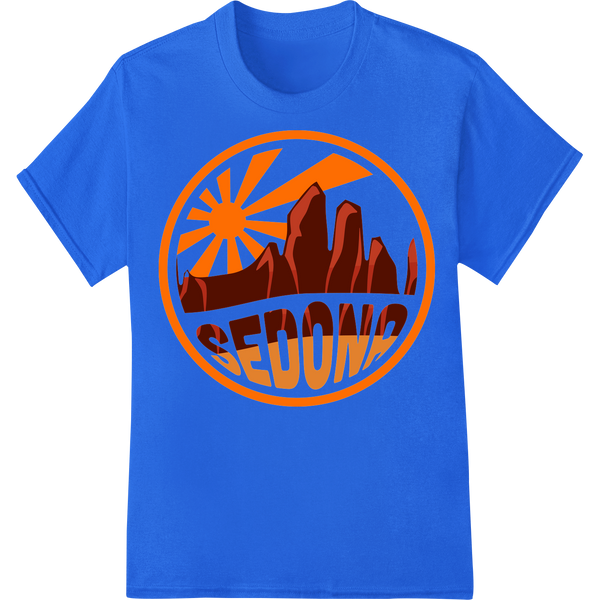 Vibrant Sedona Sunrise: Retro Southwest DTF Print Transfer on blue shirt - SUPERDTF-DTF Prints-DTF Transfers-Custom DTF Prints