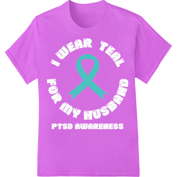 Teal Ribbon PTSD Awareness Super DTF Print Heat Transfer on purple shirt - SUPERDTF-DTF Prints-DTF Transfers-Custom DTF Prints