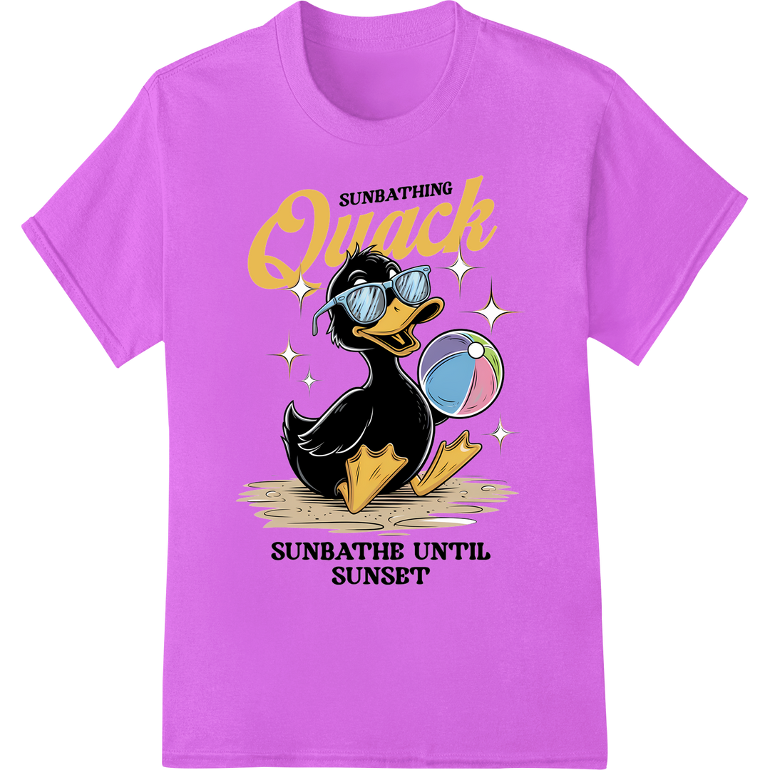 Quack Up Your Summer Style: Witty Duck DTF Print Transfer on purple shirt - SUPERDTF-DTF Prints-DTF Transfers-Custom DTF Prints