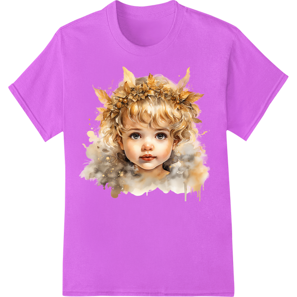 Autumn's Enchanted Child: Whimsical Fall Portrait on purple shirt - SUPERDTF-DTF Prints-DTF Transfers-Custom DTF Prints