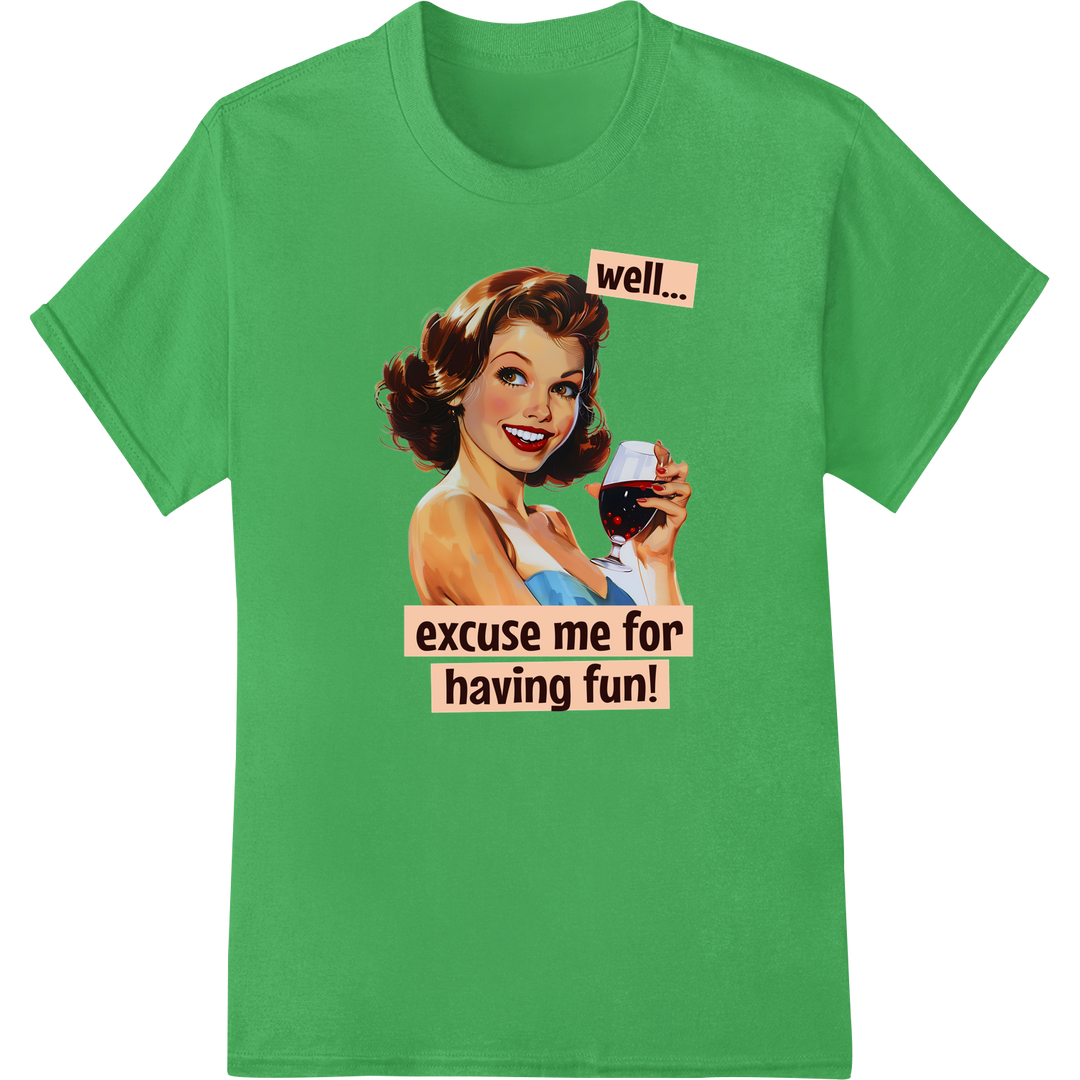 Retro Pin-Up Girl | Vintage 50s Heat Transfer Graphic on green shirt - SUPERDTF-DTF Prints-DTF Transfers-Custom DTF Prints