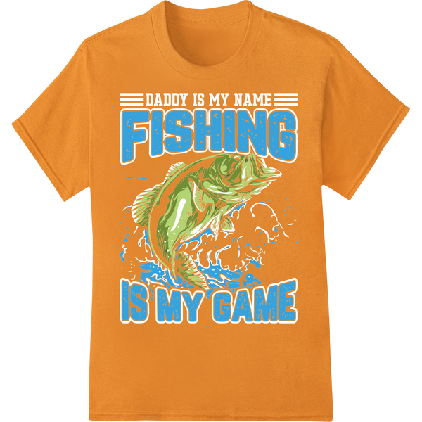 Reel In Style: Bold 'FISHING IS MY GAME' DTF Print Transfer on orange shirt - SUPERDTF-DTF Prints-DTF Transfers-Custom DTF Prints