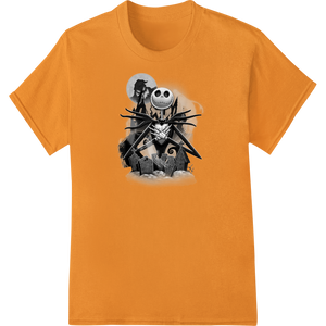 Vibrant vibrant DTF prints print on Spooky Jack Skellington Halloween DTF Print Heat Transfer