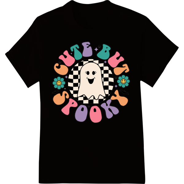 Cute But Spooky: Adorable Ghost DTF Print for Halloween Fun on black shirt - SUPERDTF-DTF Prints-DTF Transfers-Custom DTF Prints