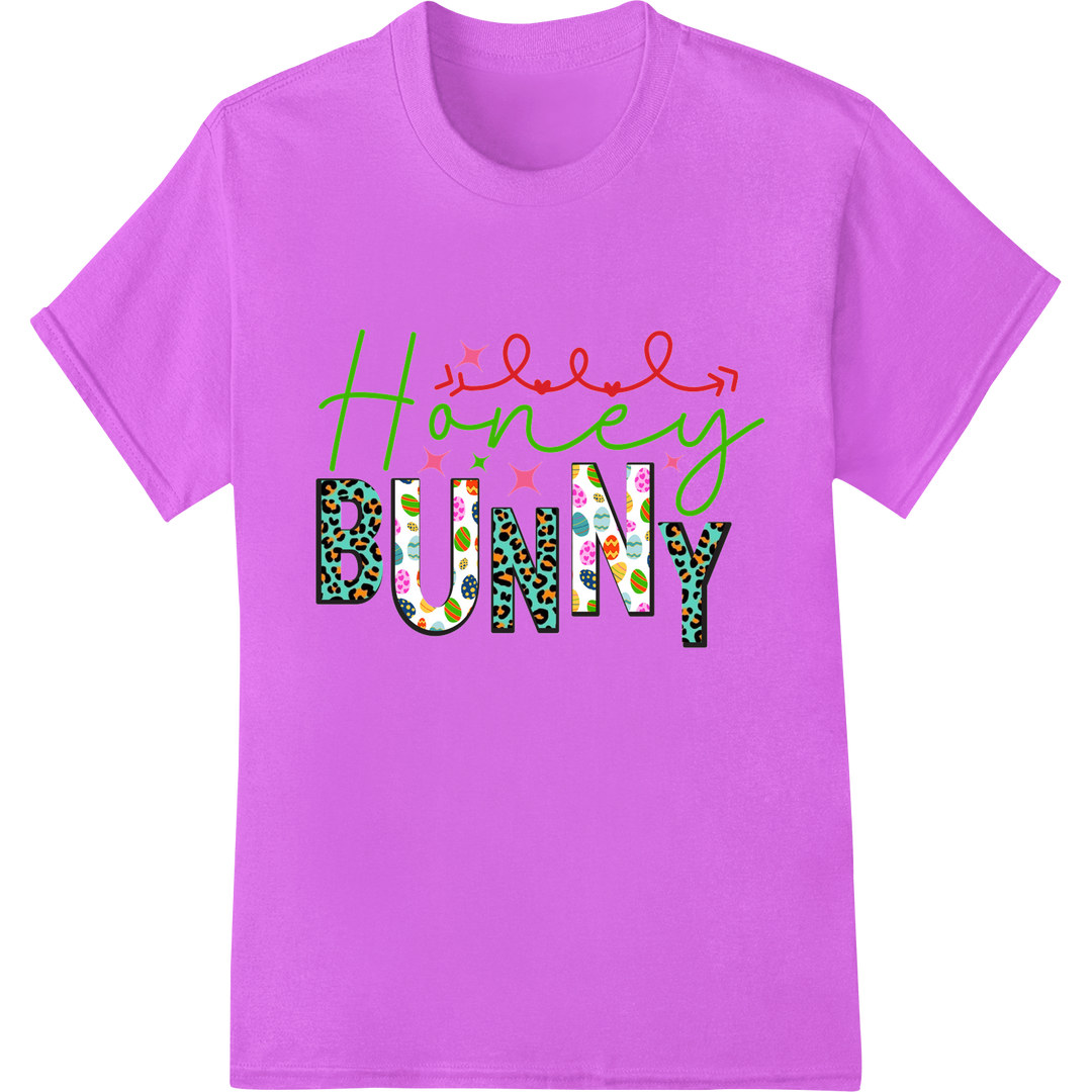 Adorable 'Honey Bunny' Easter DTF Print Heat Transfer on purple shirt - SUPERDTF-DTF Prints-DTF Transfers-Custom DTF Prints