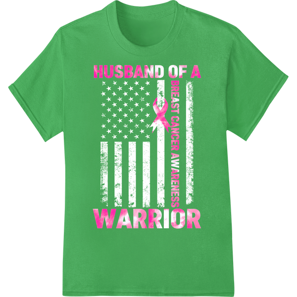 Breast Cancer Awareness: Husband & Wife Warrior DTF Print on green shirt - SUPERDTF-DTF Prints-DTF Transfers-Custom DTF Prints