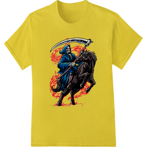 Vibrant DTF printing technology print on Grim Reaper's Fiery Ride - Bold DTF Print Heat Transfer