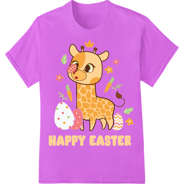 Adorable Giraffe Easter Heat Transfer Print | Super DTF on purple shirt - SUPERDTF-DTF Prints-DTF Transfers-Custom DTF Prints