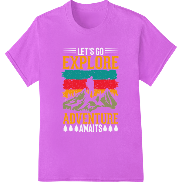 Explore Adventure: Unleash Your Wanderlust with DTF Print on purple shirt - SUPERDTF-DTF Prints-DTF Transfers-Custom DTF Prints