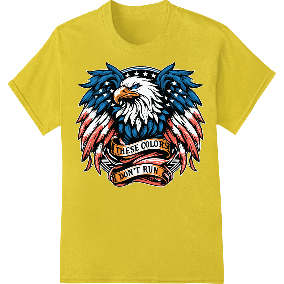 Bold Patriotic Eagle DTF Print 🦅 USA Pride 4th of July T-shirt on yellow shirt - SUPERDTF-DTF Prints-DTF Transfers-Custom DTF Prints