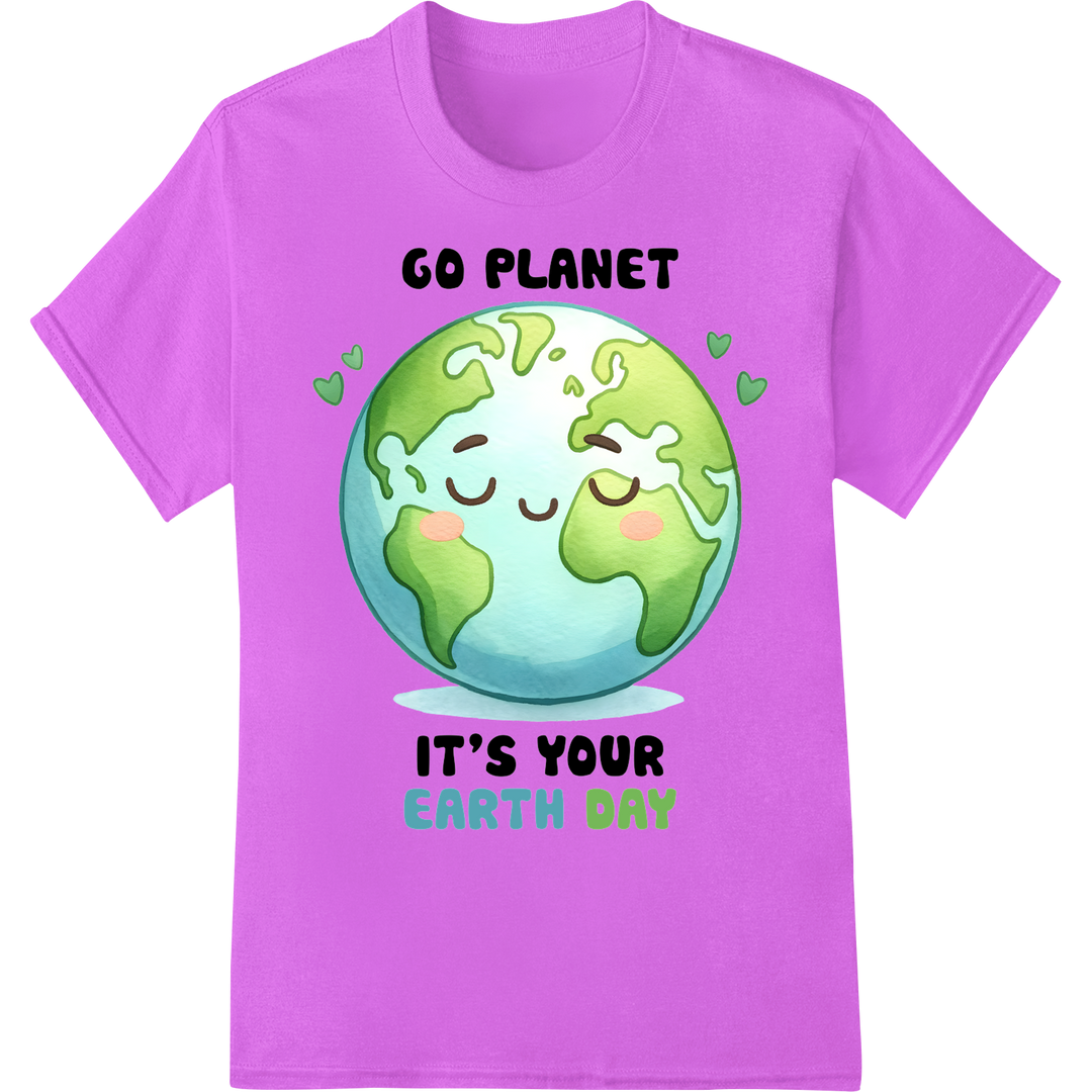 Celebrate Earth Day with This Adorable Eco-Friendly Print on purple shirt - SUPERDTF-DTF Prints-DTF Transfers-Custom DTF Prints