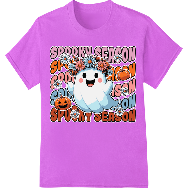 Adorable Ghost: Spooky Season Halloween DTF Print on purple shirt - SUPERDTF-DTF Prints-DTF Transfers-Custom DTF Prints