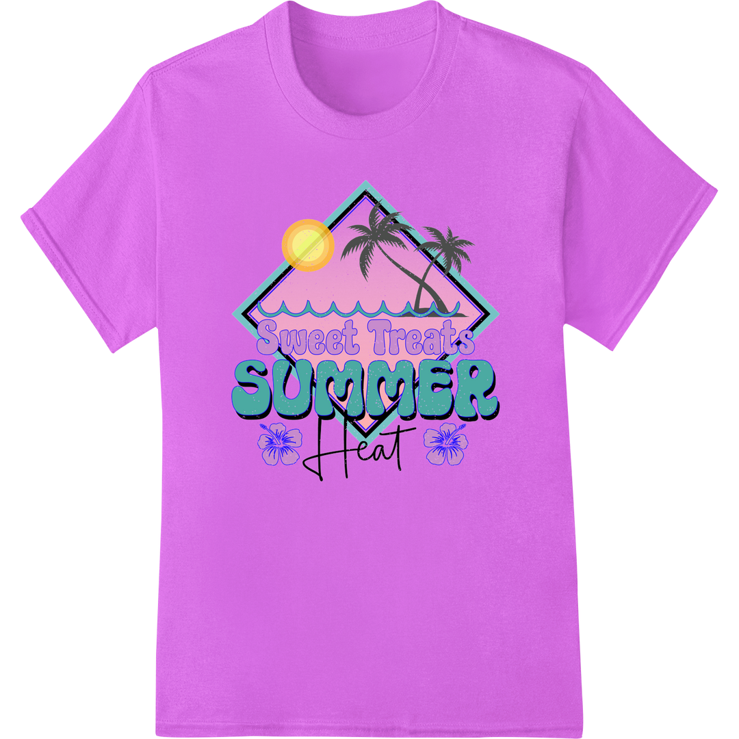 Sweet Treat Summer Heat: Retro Tropical DTF Print Transfer on purple shirt - SUPERDTF-DTF Prints-DTF Transfers-Custom DTF Prints