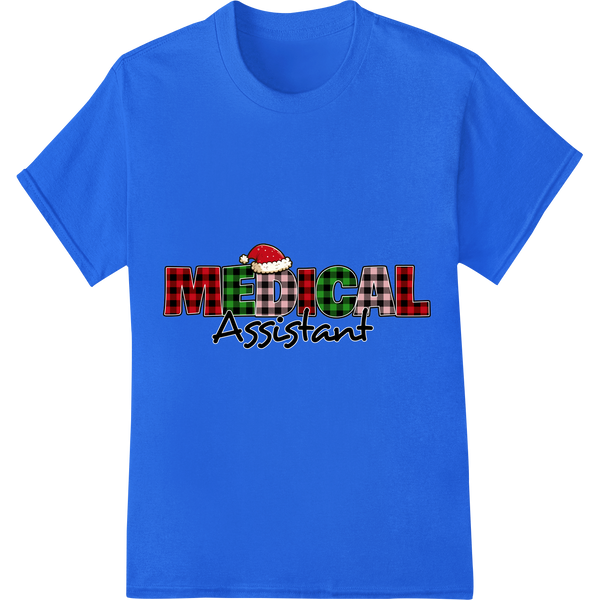 Festive Medical Assistant Christmas DTF Print Transfer on blue shirt - SUPERDTF-DTF Prints-DTF Transfers-Custom DTF Prints