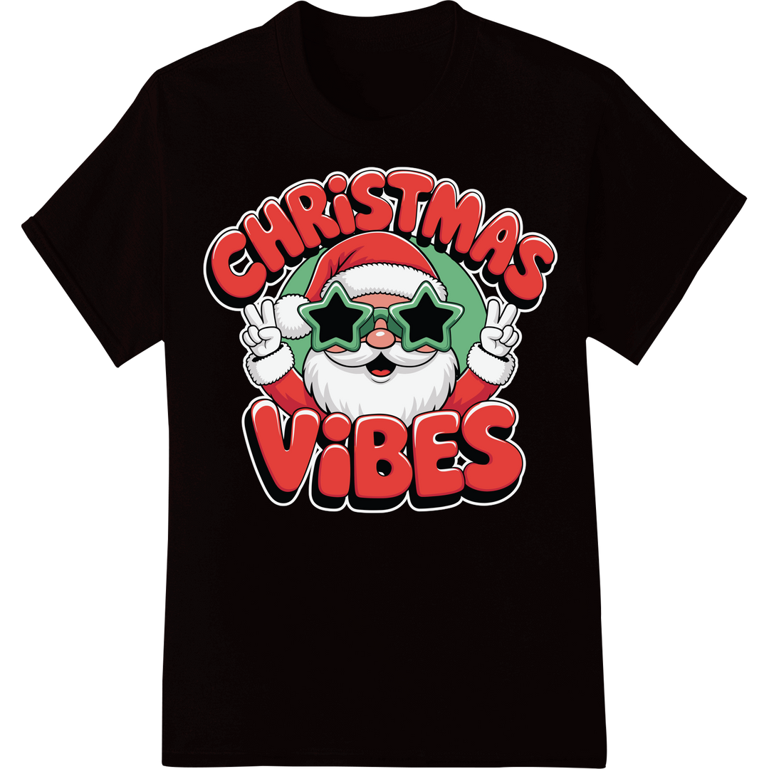 Naughty Santa Shades: Rockin' Around the Christmas Tee on black shirt - SUPERDTF-DTF Prints-DTF Transfers-Custom DTF Prints