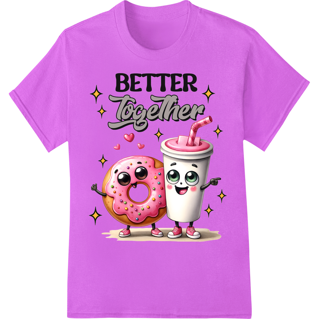 Donuts in Love - Cute 'Better Together' DTF Print Transfer on purple shirt - SUPERDTF-DTF Prints-DTF Transfers-Custom DTF Prints