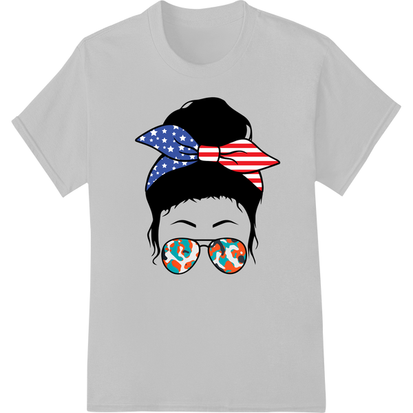 Patriotic American flag sunglasses design printed using Direct to Film (DTF) heat transfer printing technology for custom...