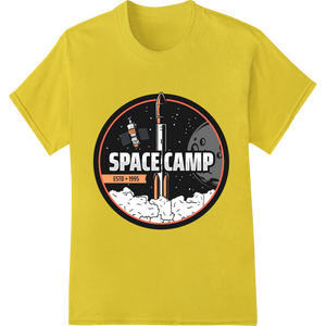 Premium quality customized apparel on Vintage Space Camp 1995 Patch | Retro Rocket DTF Print