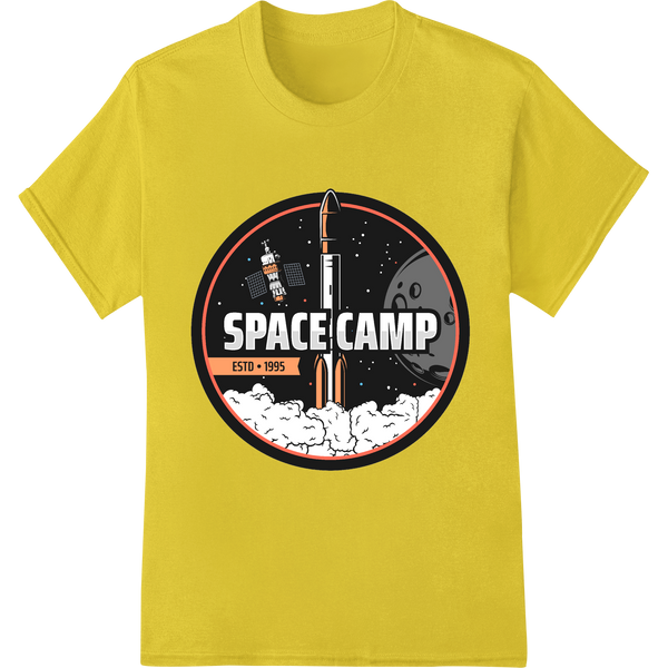 Premium quality customized apparel on Vintage Space Camp 1995 Patch | Retro Rocket DTF Print