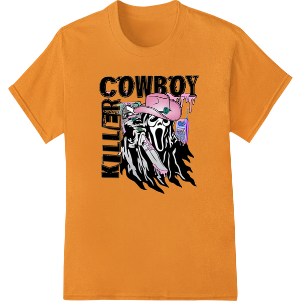 Expert dtf printer craftsmanship on Chilling Cowboy Killer Halloween Heat Transfer Print