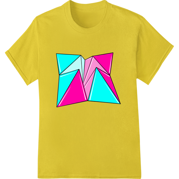 Bold 90s Geometric Triangle DTF Print Heat Transfer on yellow shirt - SUPERDTF-DTF Prints-DTF Transfers-Custom DTF Prints