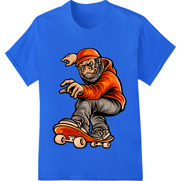 Custom custom t-shirts design - Fierce Skateboarding Monkey - Vibrant Heat Transfer