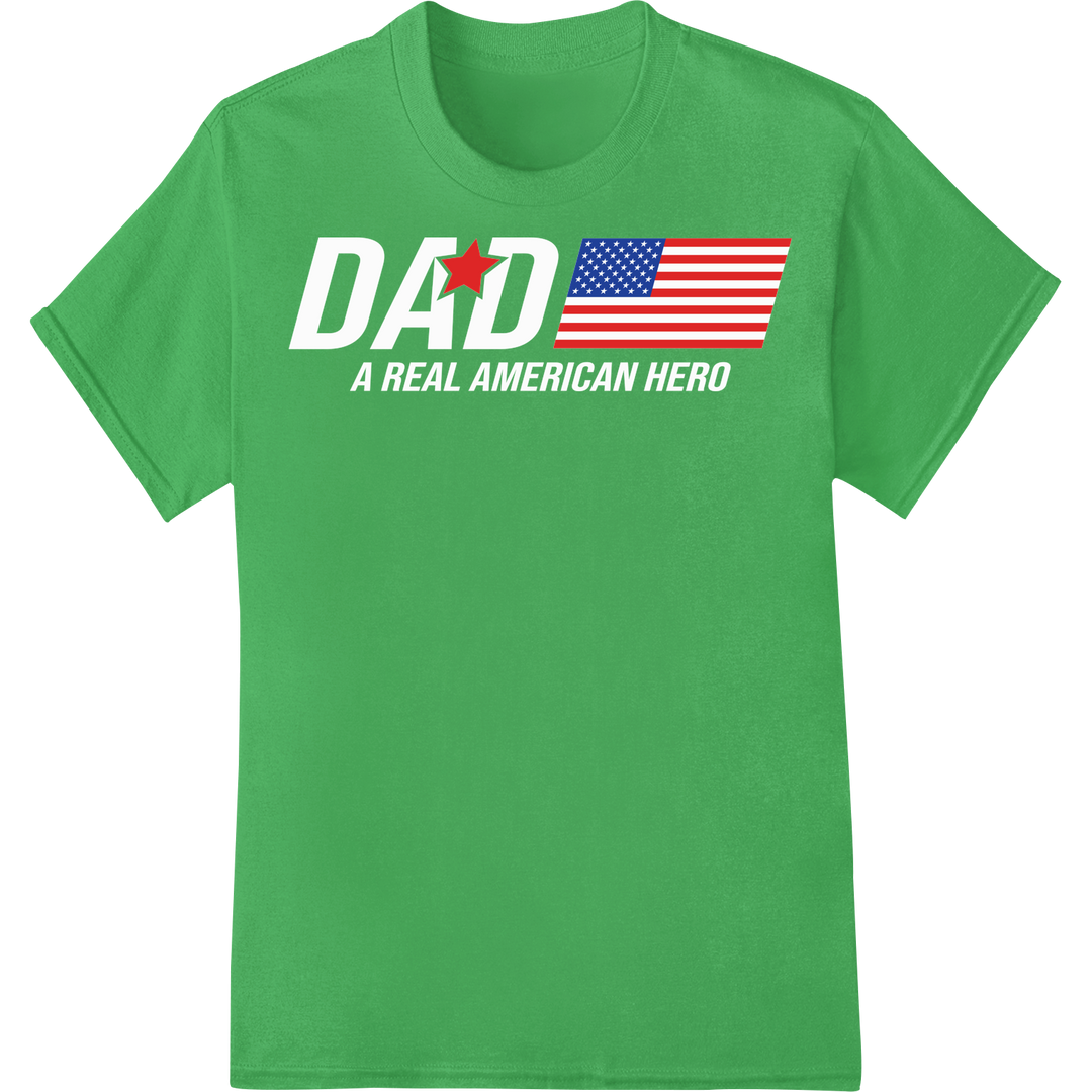 Bold Patriotic American Flag Star DTF Print Heat Transfer on green shirt - SUPERDTF-DTF Prints-DTF Transfers-Custom DTF Prints